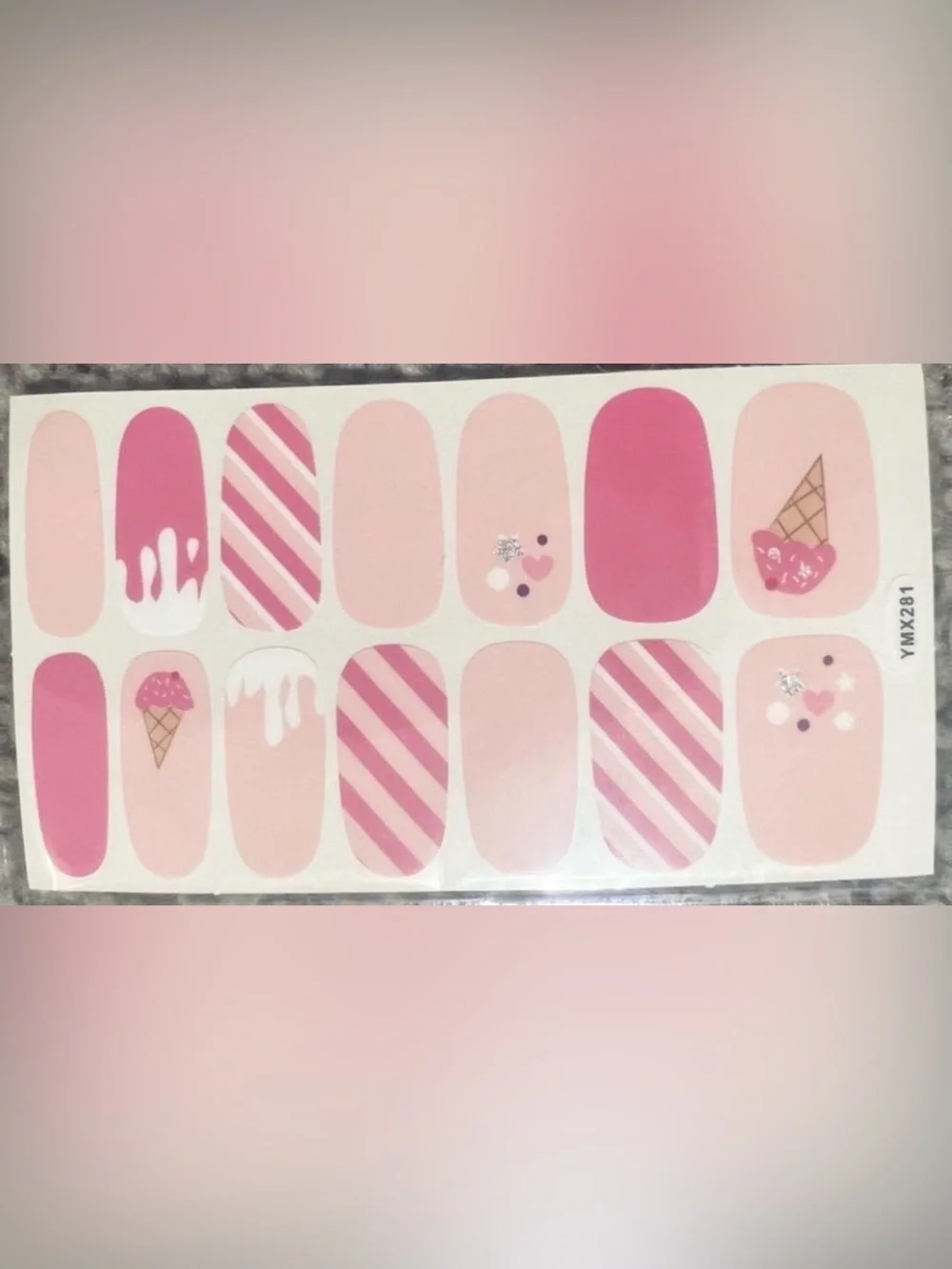 $2 Pink Ice Cream Nail Wraps $2 WITH ANY $10 ORDER OR MORE ITEMS